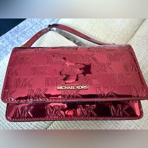 Michael Kors Glossy Red Crossbody/wallet/phone holder